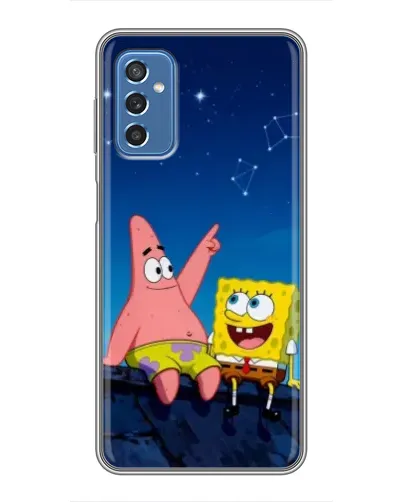 Чехол для Samsung Galaxy M52 с картинкой «Губка Боб и Патрик ночью»
