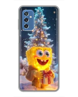 Чехол для Samsung Galaxy M52 с картинкой «Рождественский Спанч Боб»