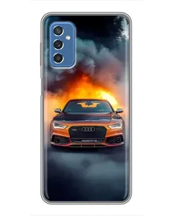 Чохол для Samsung Galaxy M52 з картинкою «Audi у вогняному диму»