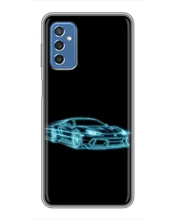 Чехол для Samsung Galaxy M52 с картинкой «Неоновый контур Lamborghini»