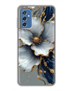 Чохол для Samsung Galaxy M52 з картинкою «Біла квітка та золотий флюїд»
