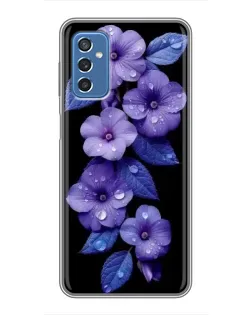 Чохол для Samsung Galaxy M52 з картинкою «Фіолетові квіти з росою»