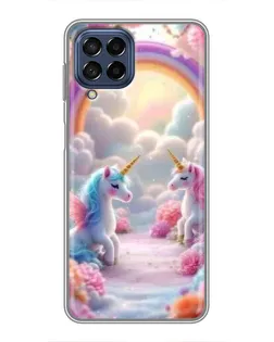 Чехол для Samsung Galaxy M53 (5G) (M536B) с картинкой «Радуга и единороги»