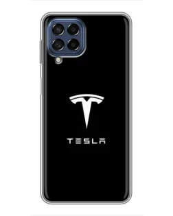 Чехол для Samsung Galaxy M53 (5G) (M536B) с картинкой «Tesla White Logo»