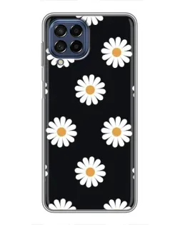 Чехол для Samsung Galaxy M53 (5G) (M536B) с картинкой «Ромашки на черном»