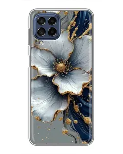 Чехол для Samsung Galaxy M53 (5G) (M536B) с картинкой «Белый цветок и золотой флюид»