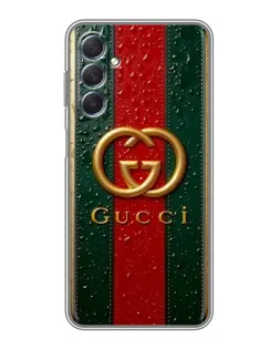 Чехол для Samsung Galaxy M54 (5G) с картинкой «Gucci — фирменная полоса и золото»