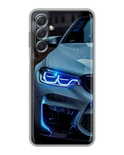 Чехол для Samsung Galaxy M54 (5G) с картинкой «Взгляд BMW с синими фарами» Чехол для Samsung Galaxy M54 (5G) с картинкой «Взгляд BMW с синими фарами»