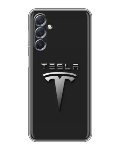 Чехол для Samsung Galaxy M54 (5G) с картинкой «Стальной логотип Tesla»