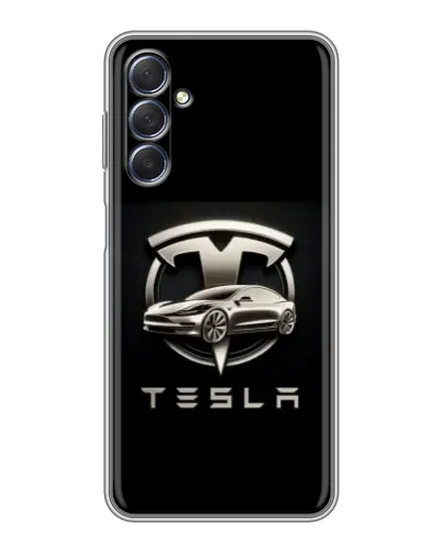 Чехол для Samsung Galaxy M54 (5G) с картинкой «Tesla — серебристое авто»