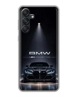 Чехол для Samsung Galaxy M55 5G с картинкой «BMW сквозь ночной город»