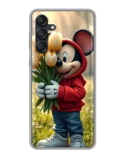 Чехол для Samsung Galaxy M55 5G с картинкой «Микки с тюльпанами»