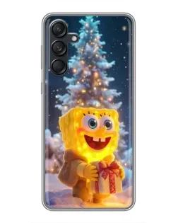 Чехол для Samsung Galaxy M55 5G с картинкой «Рождественский Спанч Боб»