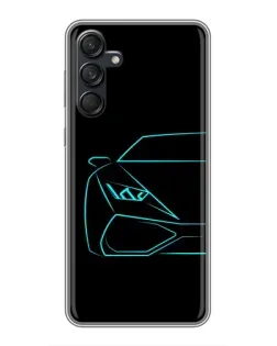 Чехол для Samsung Galaxy M55 5G с картинкой «Голубой силуэт Lamborghini» Чехол для Samsung Galaxy M55 5G с картинкой «Голубой силуэт Lamborghini»