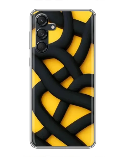 Чехол для Samsung Galaxy M55 5G с картинкой «Черное желтое переплетение»