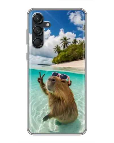 Чехол для Samsung Galaxy M55 5G с картинкой «Капибара на море»