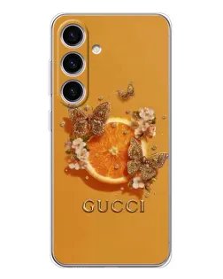Чехол для Samsung Galaxy M56 с картинкой «Gucci — золотые бабочки»