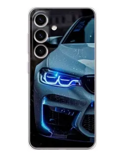 Чехол для Samsung Galaxy M56 с картинкой «Взгляд BMW с синими фарами»