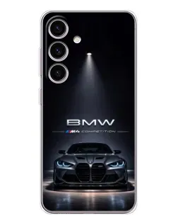 Чехол для Samsung Galaxy M56 с картинкой «BMW сквозь ночной город»