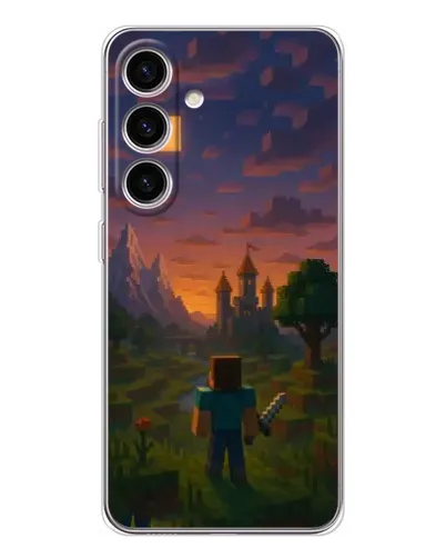 Чехол для Samsung Galaxy M56 с картинкой «Стив у башни» Чехол для Samsung Galaxy M56 с картинкой «Стив у башни»