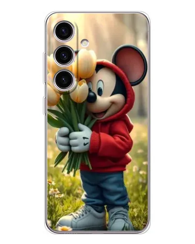 Чехол для Samsung Galaxy M56 с картинкой «Микки с тюльпанами»