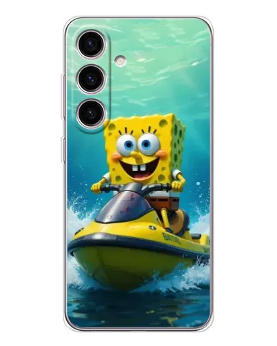 Чехол для Samsung Galaxy M56 с картинкой «Спанч Боб на гидроцикле»