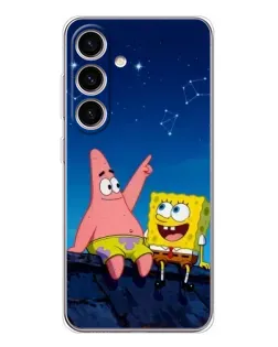 Чехол для Samsung Galaxy M56 с картинкой «Губка Боб и Патрик ночью»