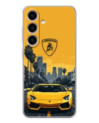 Чехол для Samsung Galaxy M56 с картинкой «Желтый Lamborghini город»