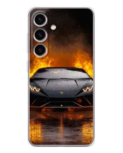 Чехол для Samsung Galaxy M56 с картинкой «Lamborghini в огне»