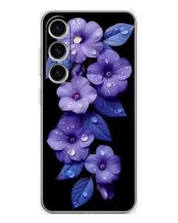 Чохол для Samsung Galaxy M56 з картинкою «Фіолетові квіти з росою»