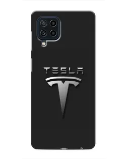 Чехол для Samsung Galaxy M62 с картинкой «Стальной логотип Tesla»