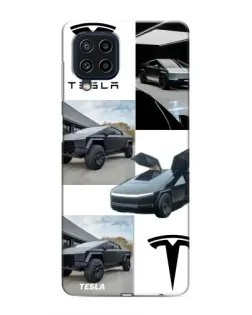Чехол для Samsung Galaxy M62 с картинкой «Коллаж Cybertruck Tesla»