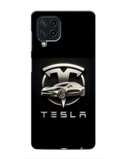 Чехол для Samsung Galaxy M62 с картинкой «Tesla — серебристое авто»