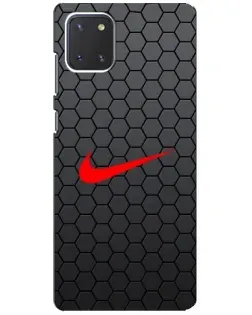 Чехол для Samsung Galaxy Note 10 Lite с картинкой «Nike — карбоновая сетка»