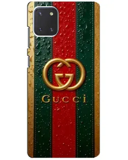 Чехол для Samsung Galaxy Note 10 Lite с картинкой «Gucci — фирменная полоса и золото» Чехол для Samsung Galaxy Note 10 Lite с картинкой «Gucci — фирменная полоса и золото»