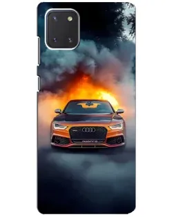 Чехол для Samsung Galaxy Note 10 Lite с картинкой «Audi в огненном дыму»