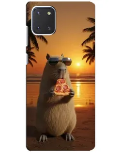 Чехол для Samsung Galaxy Note 10 Lite с картинкой «Капибара с пиццей»