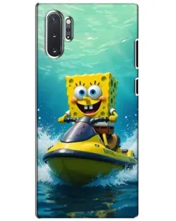 Чехол для Samsung Galaxy Note 10 Plus с картинкой «Спанч Боб на гидроцикле»