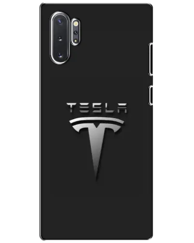 Чехол для Samsung Galaxy Note 10 Plus с картинкой «Стальной логотип Tesla» Чехол для Samsung Galaxy Note 10 Plus с картинкой «Стальной логотип Tesla»