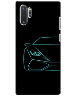 Чохол для Samsung Galaxy Note 10 Plus з картинкою «Блакитний силует Lamborghini»