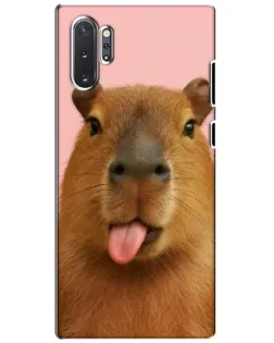 Чехол для Samsung Galaxy Note 10 Plus с картинкой «Капибара с языком»