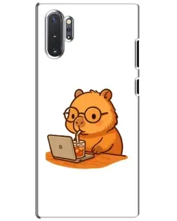 Чехол для Samsung Galaxy Note 10 Plus с картинкой «Капибара с ноутбуком»