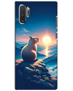 Чехол для Samsung Galaxy Note 10 Plus с картинкой «Закат солнца с капибарой»