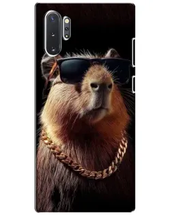 Чехол для Samsung Galaxy Note 10 Plus с картинкой «Капибара золотая цепь»