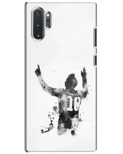 Чехол для Samsung Galaxy Note 10 Plus с картинкой «Черно-белый силуэт Месси»