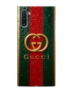 Чехол для Samsung Galaxy Note 10 с картинкой «Gucci — фирменная полоса и золото»