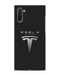 Чехол для Samsung Galaxy Note 10 с картинкой «Стальной логотип Tesla» Чехол для Samsung Galaxy Note 10 с картинкой «Стальной логотип Tesla»
