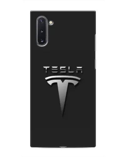 Чехол для Samsung Galaxy Note 10 с картинкой «Стальной логотип Tesla» Чехол для Samsung Galaxy Note 10 с картинкой «Стальной логотип Tesla»