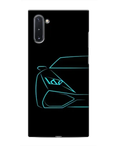 Чехол для Samsung Galaxy Note 10 с картинкой «Голубой силуэт Lamborghini»