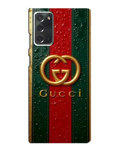 Чехол для Samsung Galaxy Note 20 с картинкой «Gucci — фирменная полоса и золото» Чехол для Samsung Galaxy Note 20 с картинкой «Gucci — фирменная полоса и золото»